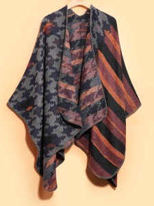 Men Houndstooth Print Shawl Scarf