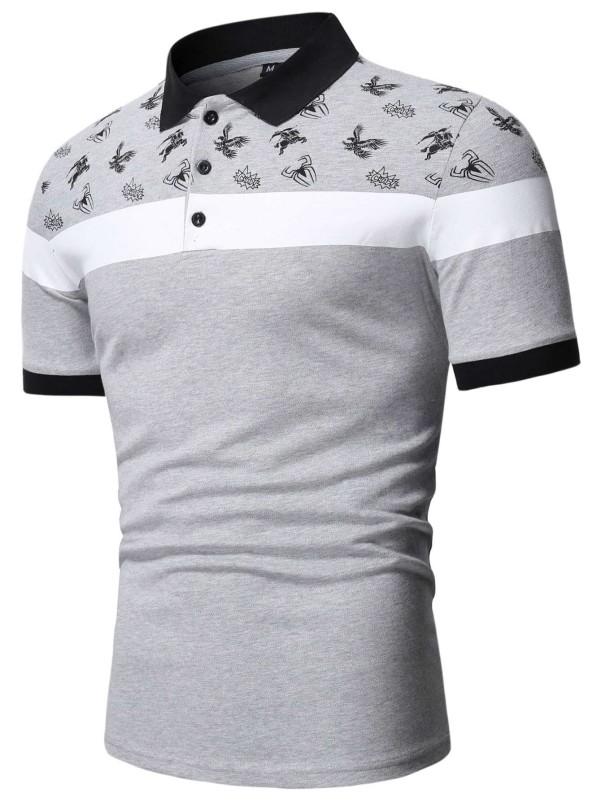 Men Letter & Animal Print Polo Shirt