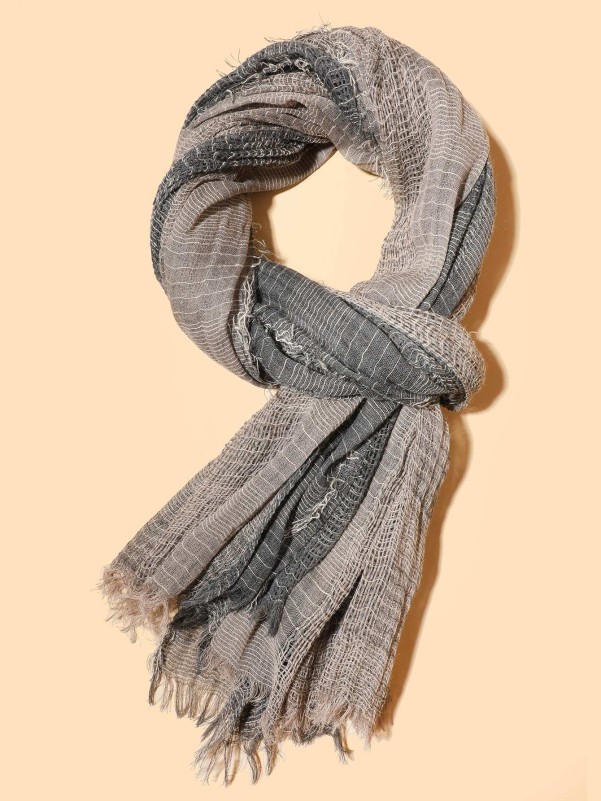 Men Raw Hem Scarf