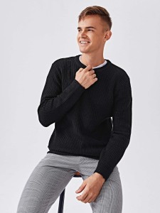 Men Ripped Rib-knit Sweater