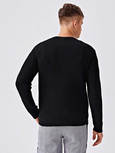 Men Ripped Rib-knit Sweater