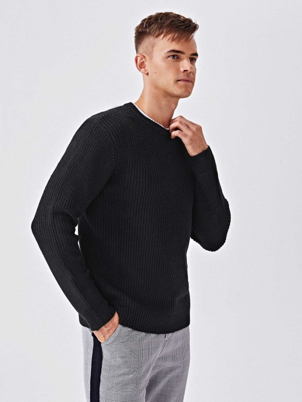 Men Ripped Rib-knit Sweater