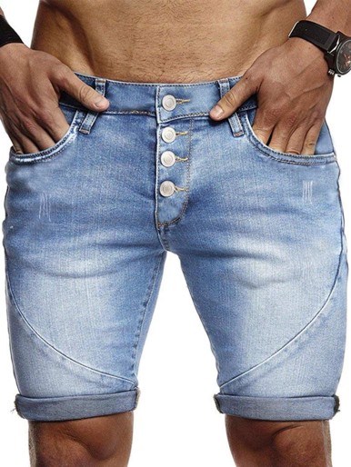 Men Solid Denim Shorts