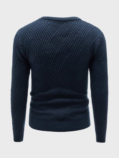 Men Textured Knit Crew Neck Sweater