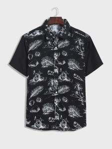 Men Tropical & Conch Print Shirt