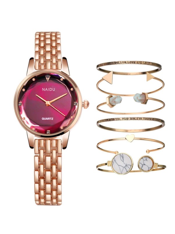 1pc Minimalist Quartz Watch & 6pcs Bracelet