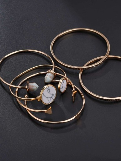 1pc Minimalist Quartz Watch & 6pcs Bracelet