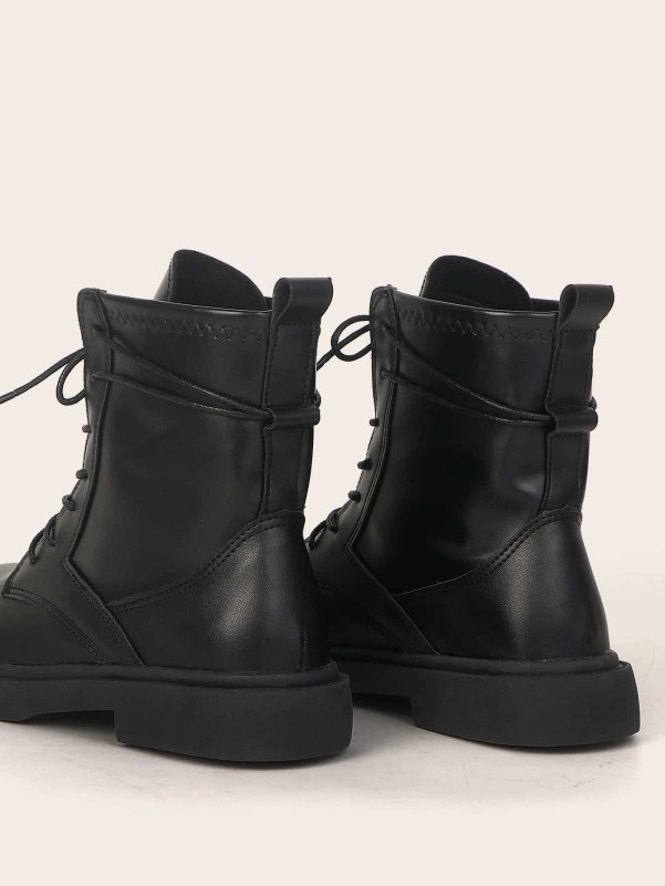 Round Toe Lace Up Ankle Boots