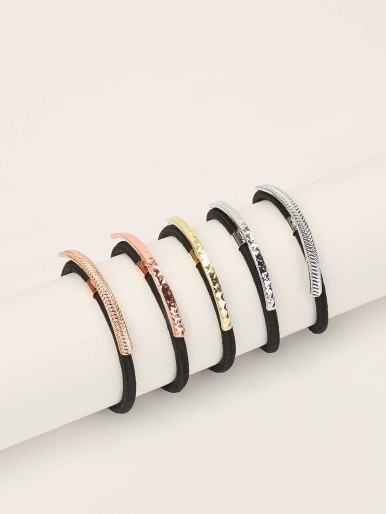 Metal Detail Hair Tie 5pcs