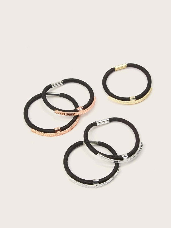 Metal Detail Hair Tie 5pcs