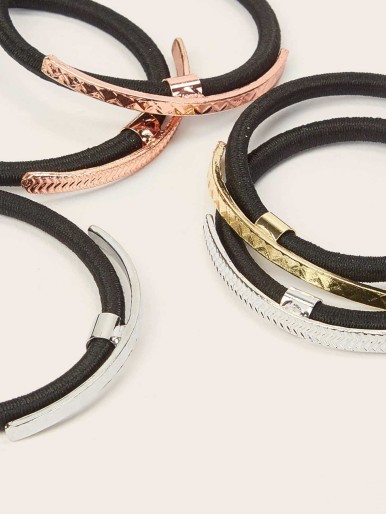 Metal Detail Hair Tie 5pcs