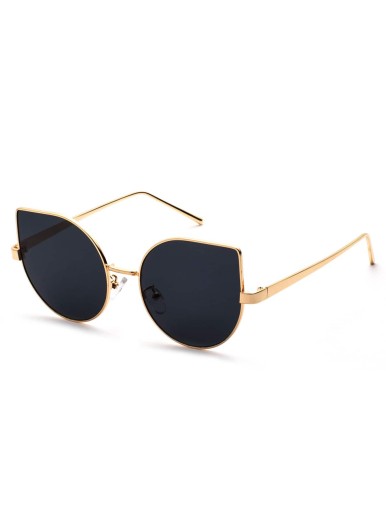 Metal Frame Black Cat Eye Sunglasses