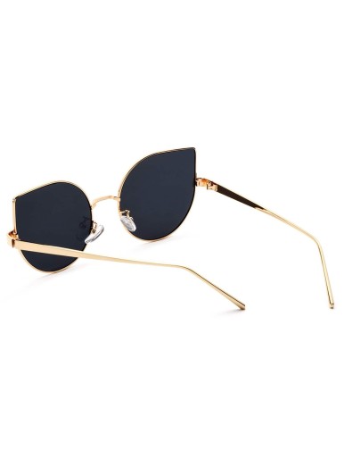 Metal Frame Black Cat Eye Sunglasses