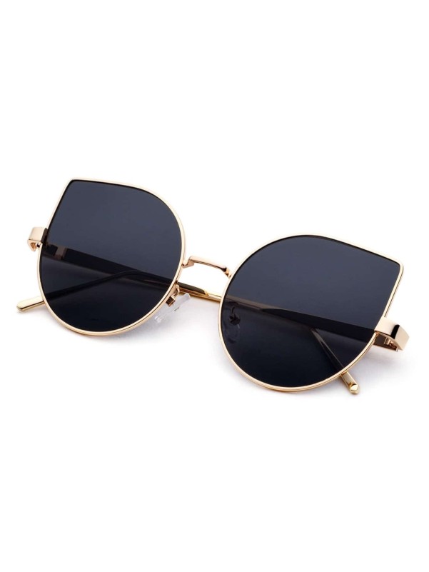 Metal Frame Black Cat Eye Sunglasses