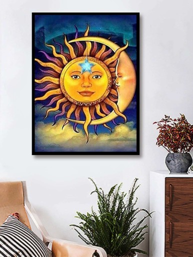 Moon & Star Print DIY Diamond Painting Without Frame