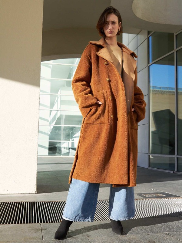 Fuzzy hot sale trench coat