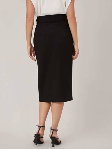 MOTF PREMIUM SPANDEX BUCKLE BELTED SLIT SKIRT