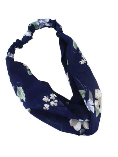 Navyblue Beach Style Flower Elastic Headband For Women