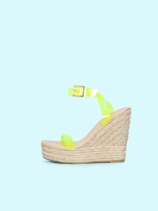 Neon Clear Open Toe Espadrilles Wedges