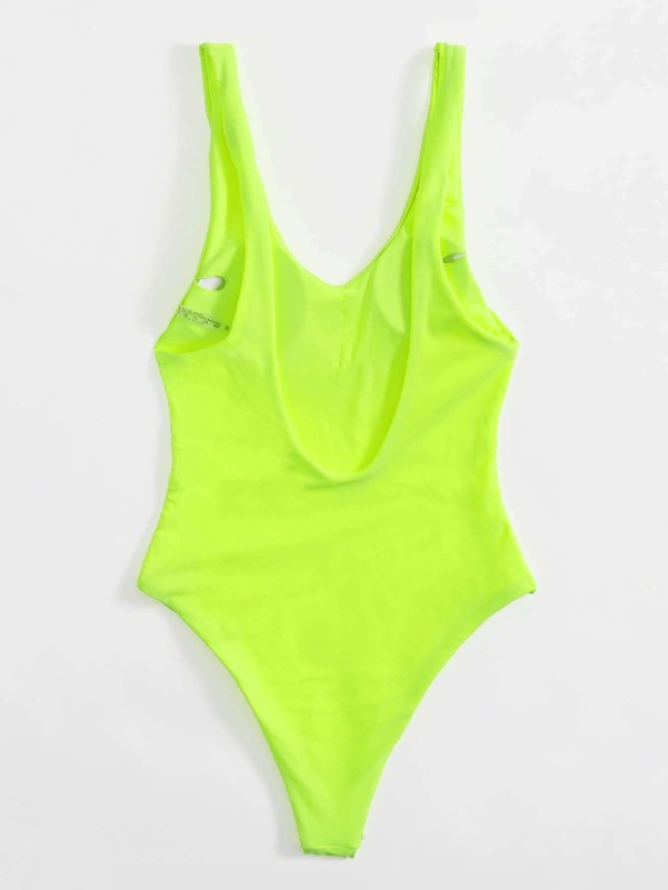 Neon Lime Open Back One Piece Swimsuit