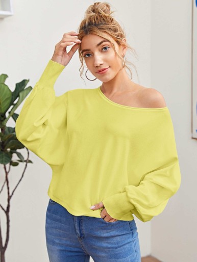 Neon Yellow Batwing Sleeve Sweater