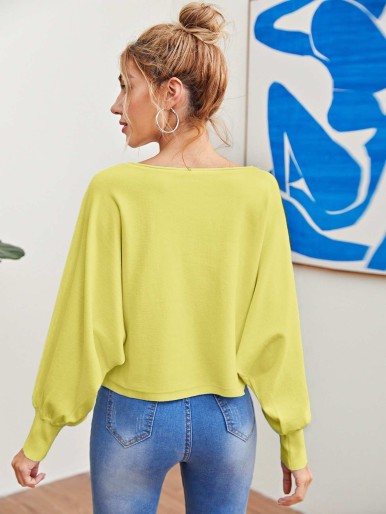 Neon Yellow Batwing Sleeve Sweater