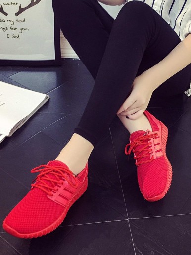 Net Surface Lace Up Lace Up Sneakers