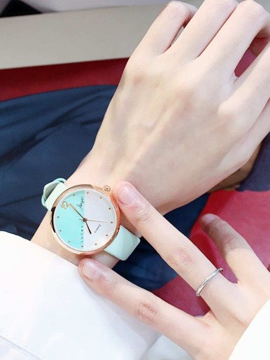 White and sky blue wrist watch