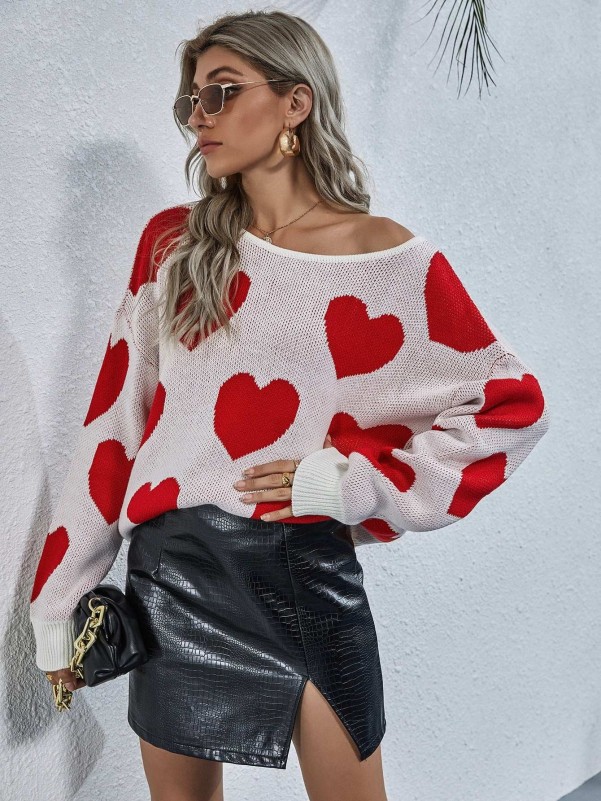 Knit Heart Sweater  The Distressed Rose Boutique