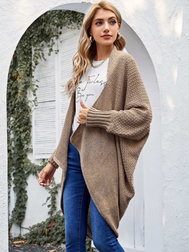 Open Front Batwing Sleeve Cardigan