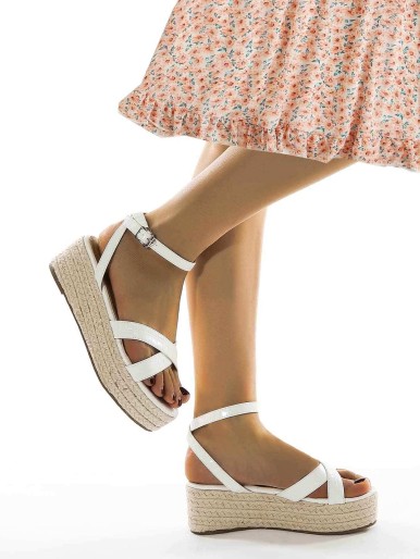 Open Toe Ankle Strap Espadrille Wedges