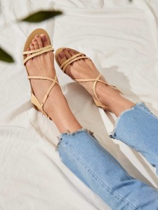 Open Toe Cross Strap Flat Sandals