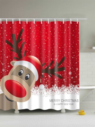 Christmas Moose Shower Curtain