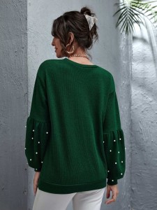 Pearls Beaded Drop Shoulder Sweatshirt