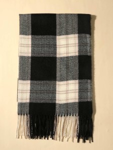 Plaid Fringe Hem Scarf