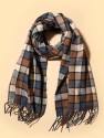 Plaid Fringe Hem Scarf