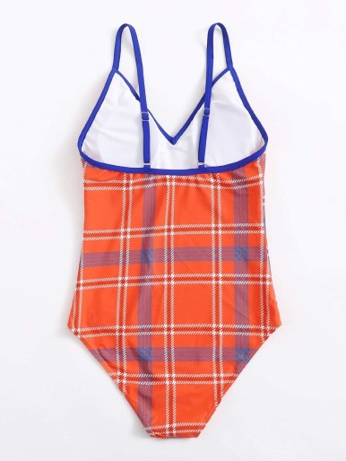 Plaid One Piece Swimsuit