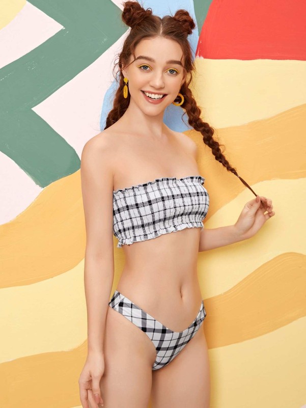 Teen Girls Plaid Bikini Swimsuit