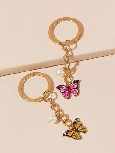 2pcs Butterfly Charm Keychain