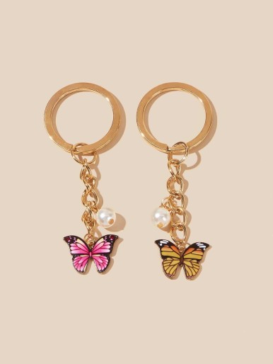 2pcs Butterfly Charm Keychain