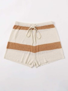 Plus Colorblock Drawstring Waist Knit Shorts