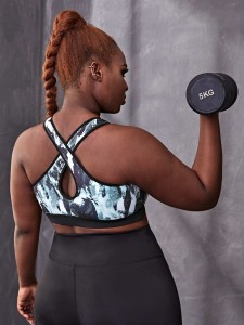 Plus Contrast Binding Graphic Sports Bra