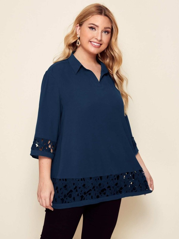 Contrast Guipure Lace Blouse