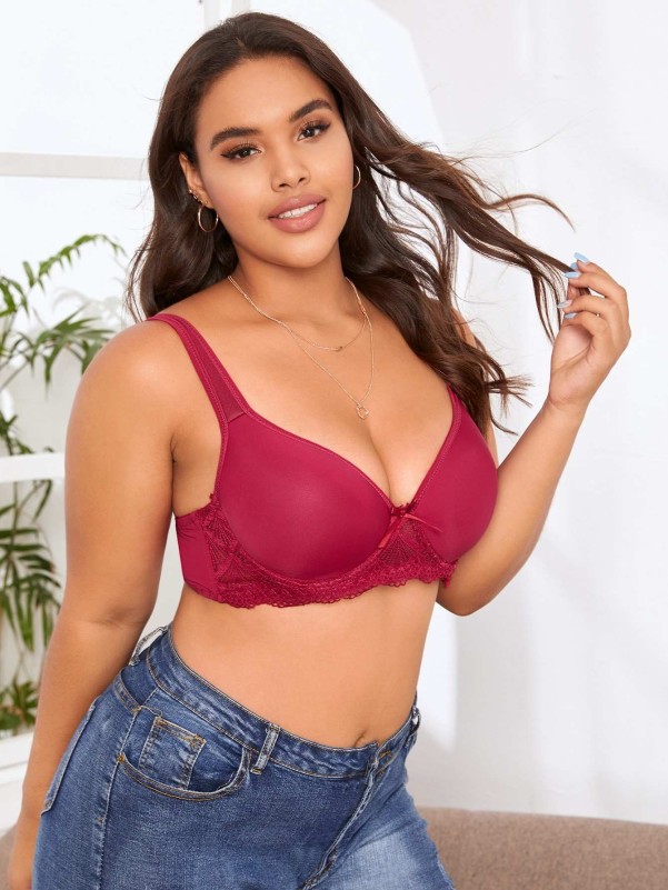 Plus Contrast Lace Underwire Bra