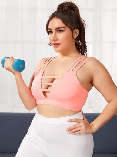 Plus Cut Out Front Sports Bra