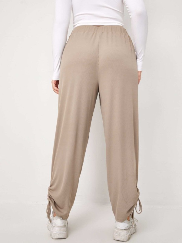 Plus Drawstring Ruched Side Pants