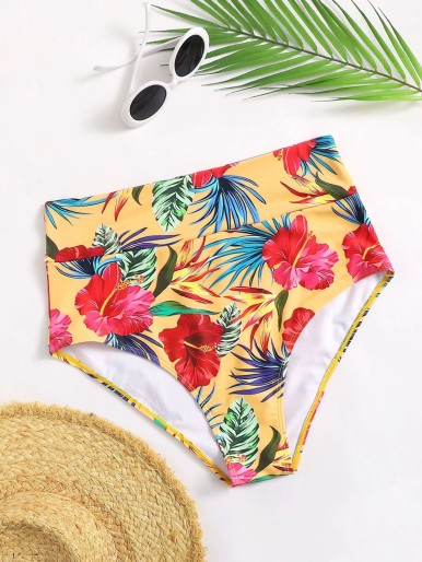 Plus Floral High Waisted Bikini Panty