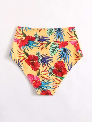 Plus Floral High Waisted Bikini Panty