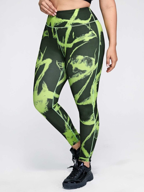 Plus Graphic Print Sports Leggings