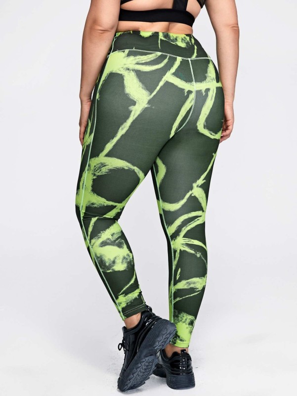 Plus Graphic Print Sports Leggings